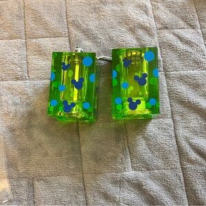 Disney Resort vintage green lucite Mickey Mouse print salt n pepper shaker set